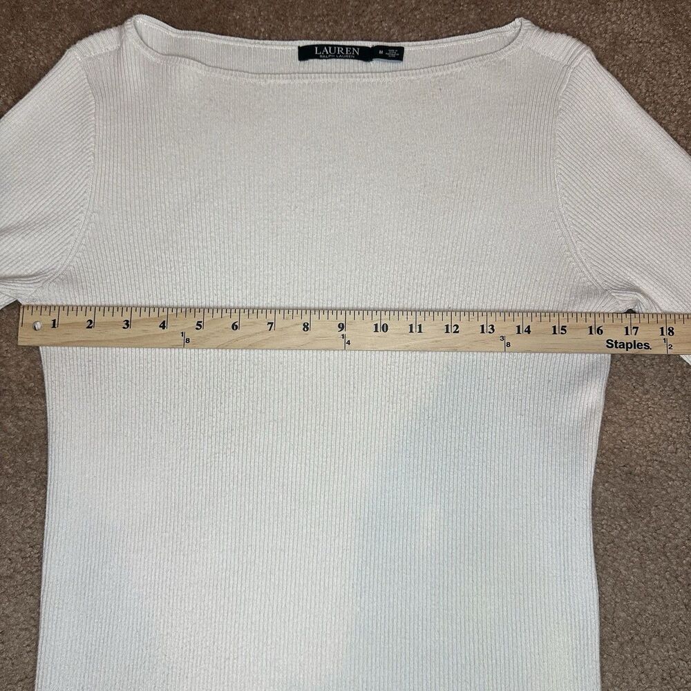 Lauren Ralph Lauren Ribbed Knit Top – Size Medium Feminine Bell Sleeves Classic - Picture 5 of 9